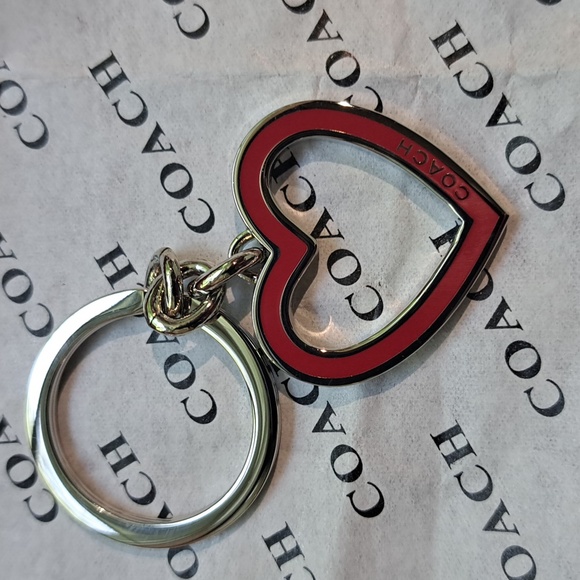 Coach Accessories - NEW Coach Silver Heart Keyring